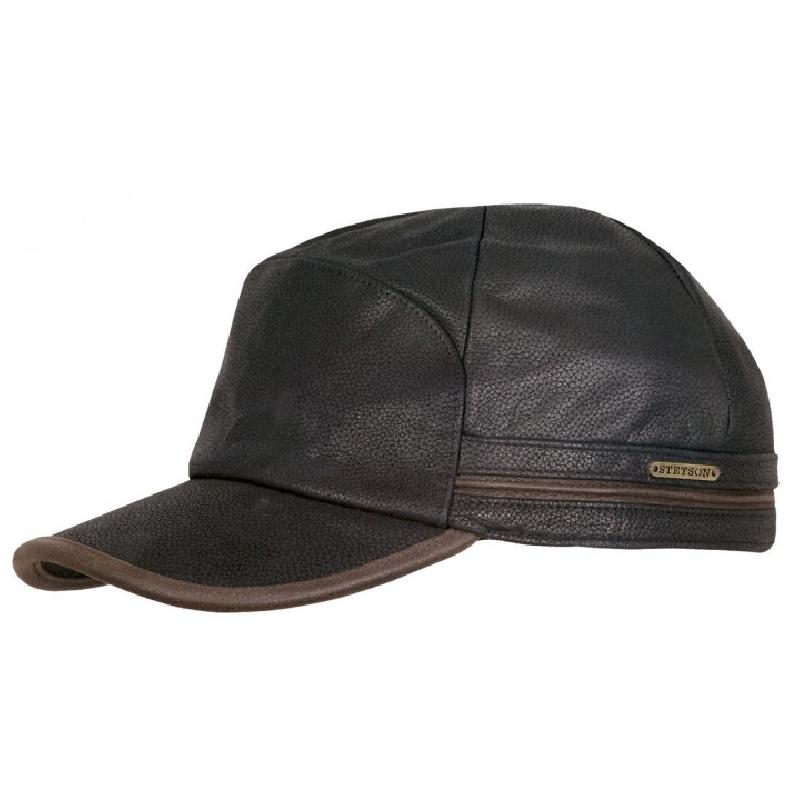  Baseball cap waterproof leather black  earflaps Brands Stetson